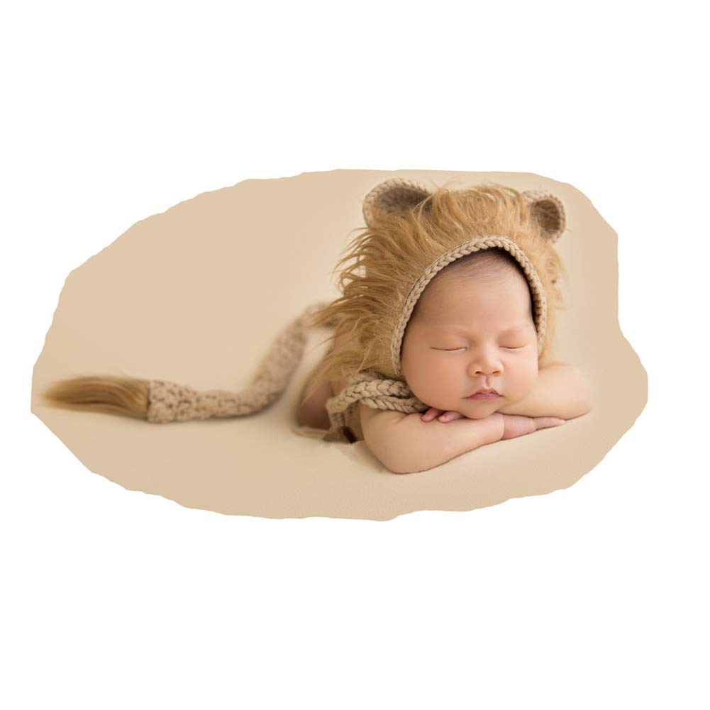 Vemonllas Newborn Photography Props Outfits Boys Girls Crochet Knitted Lion Bonnets Hat & Tail Baby Photo Props Set