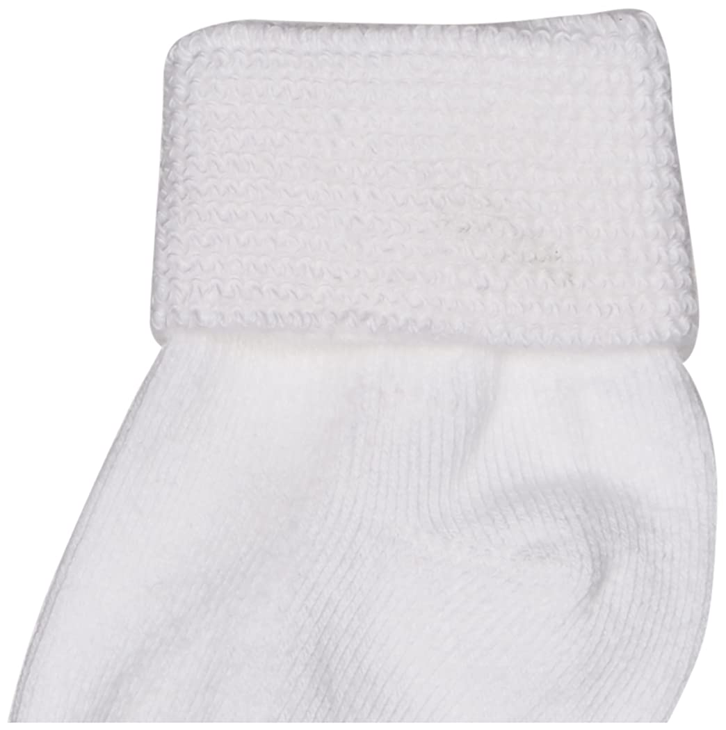 Jefferies Socks Baby Boys Newborn Turn Cuff Bootie 6 Pair Pack Infant And Toddler Socks, White, 3-12 Months Us