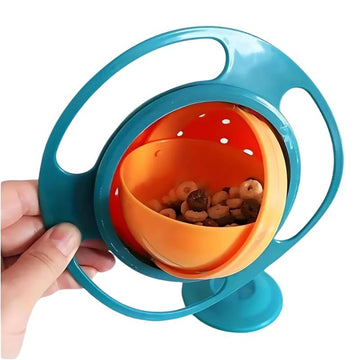 HomeJoy Toys Baby Gyro Bowl with Suction Base, 360 SpillProof Teal | Rotating Snack Bowl for Toddlers & Kids