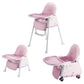 Syga High Chair For Baby Kids,Safety Toddler Feeding Booster Seat Dining Table Chair With Wheel And Cushion(Pink)
