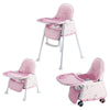 Syga High Chair For Baby Kids,Safety Toddler Feeding Booster Seat Dining Table Chair With Wheel And Cushion(Pink)
