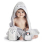 Happy & Sweet Baby Gift Set - Bamboo Viscose Hooded Penguin Bath Towel, Mitt Washcloth, And Squirt Bath Toy For Boys And Girls -