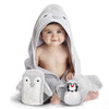 Happy & Sweet Baby Gift Set - Bamboo Viscose Hooded Penguin Bath Towel, Mitt Washcloth, And Squirt Bath Toy For Boys And Girls -