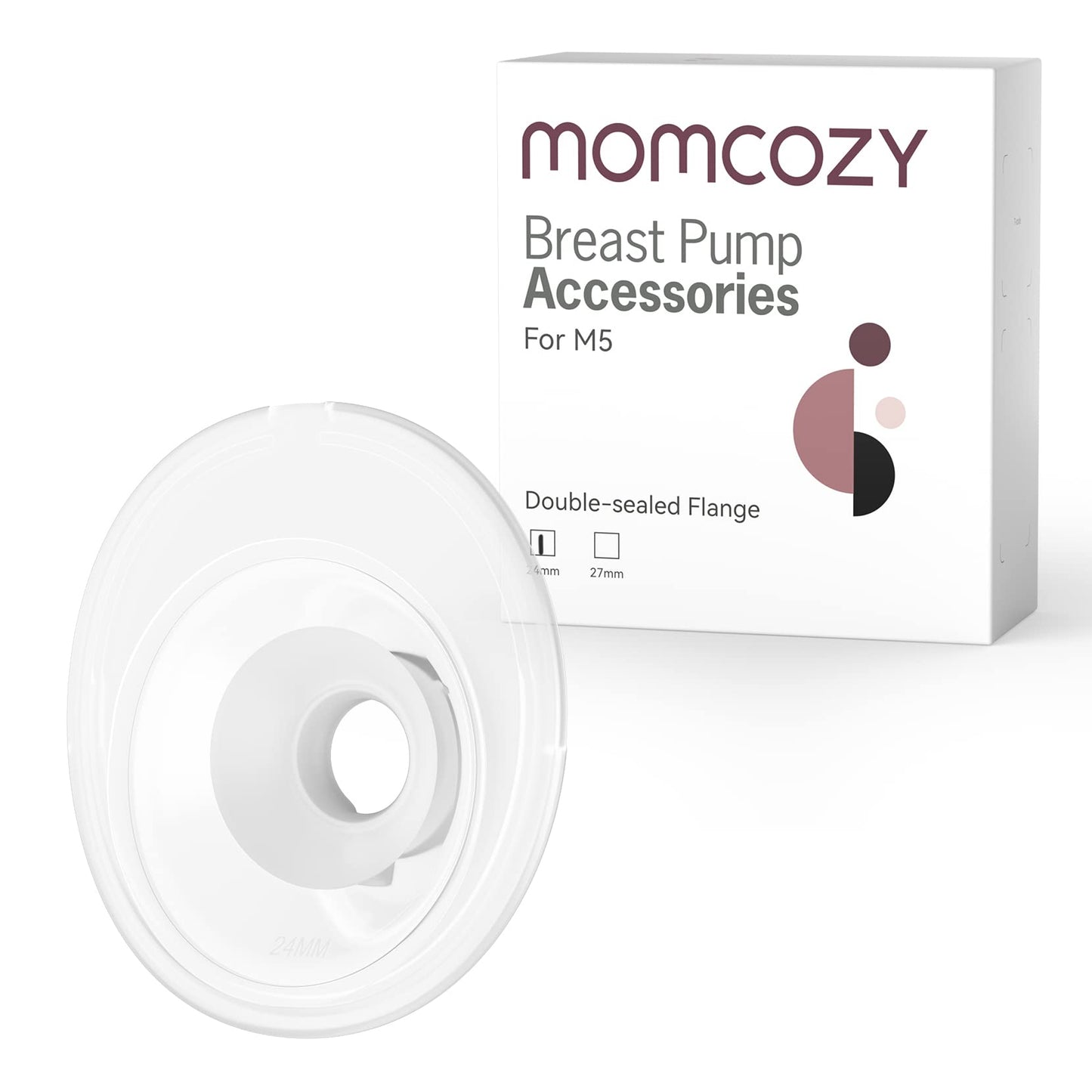 Momcozy Double-Sealed Flange 24Mm Compatible With Momcozy M5 Breast Pump. Original M5 Breast Pump Replacement Accessories, 1Pc (