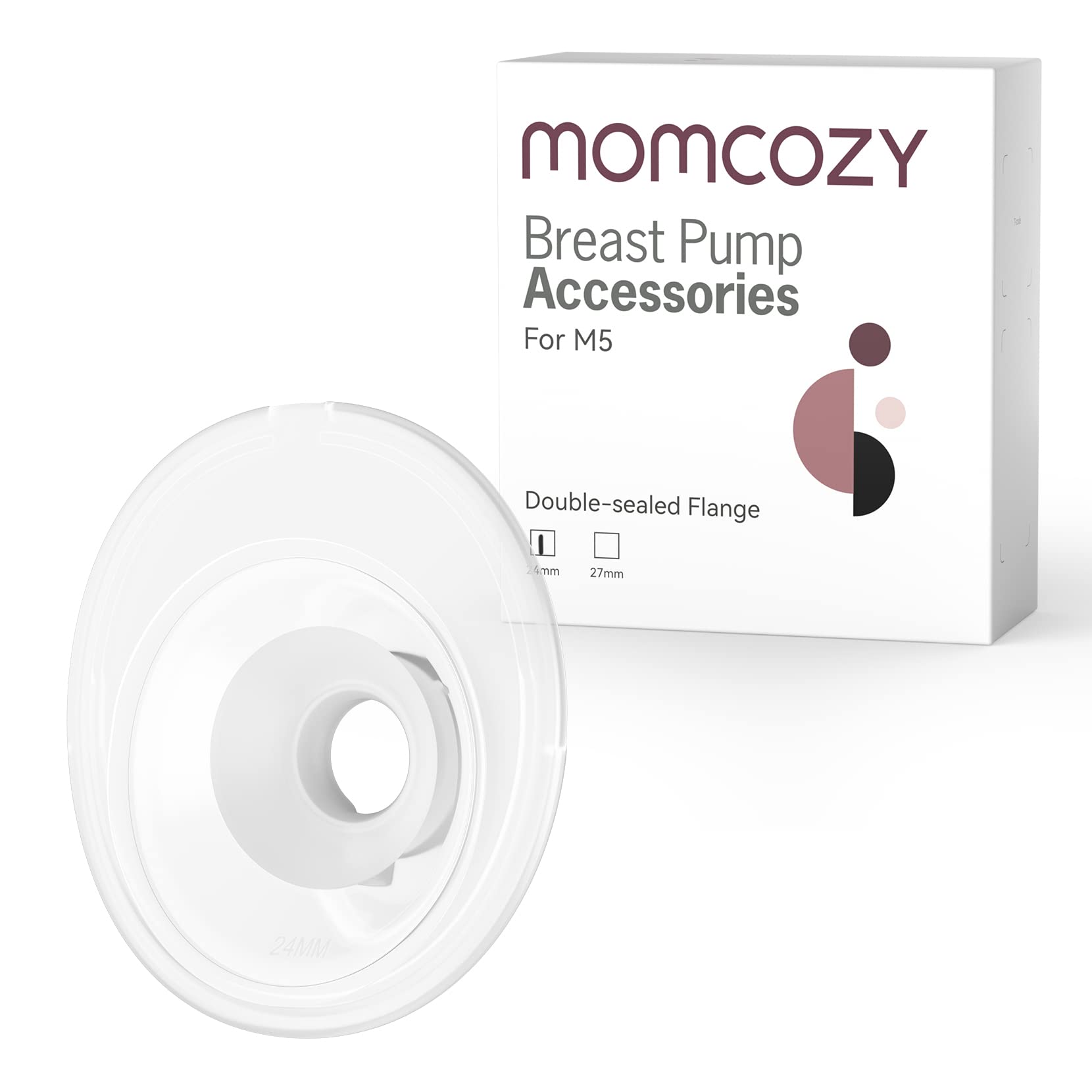 Momcozy Double-Sealed Flange 24Mm Compatible With Momcozy M5 Breast Pump. Original M5 Breast Pump Replacement Accessories, 1Pc (