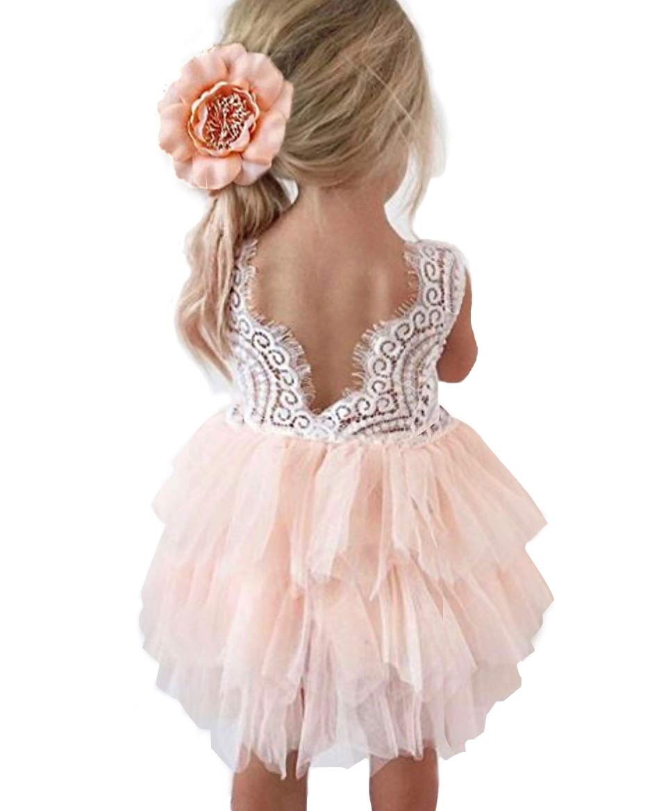 Topmaker Toddler Girls Baby Girl Lace Back Tiered Tutu Tulle Flower Gi – Cutebab WBBAPB07995VNT8