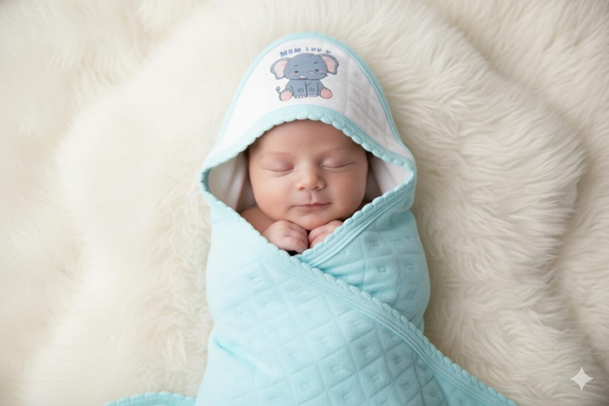 Sharan Elegance Hooded Wrapper, a Soft and Cozy Baby Towel Designed for Newborns (012 Months). Its Easy to wrap Your Little on