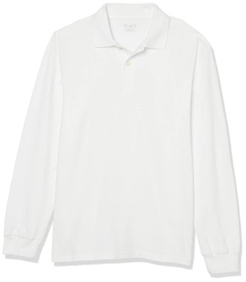 The Childrens Place Baby Boys and Toddler Boys Long Sleeve Pique Polo, White, 2T