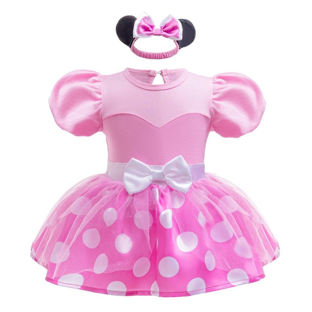 Dressy Daisy Infant Baby Girl Princess Polka Dot Onesie Romper Halloween Costume Bodysuit with Headband Size 18-24 months