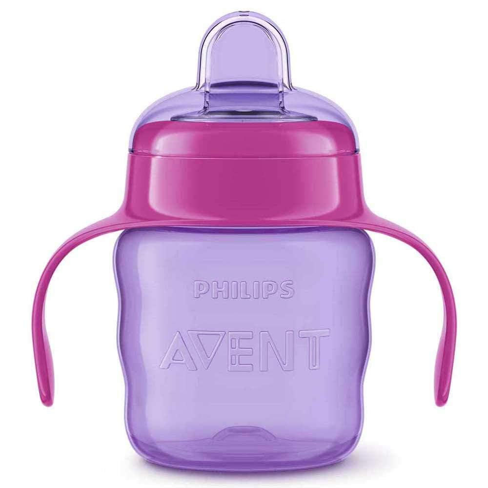 Avent Philips Silicone Classic Spout Cup With Handle | Pink/Purple | 200Ml | LeakProof | Bpa Free (Scf551/03)