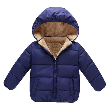 Baby Girls Boys Winter Fleece Jackets With Hooded Toddler Cotton Dress Warm Lined Coat Outer Clothing (Blue, 1-2T)