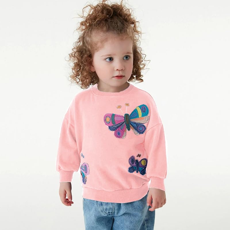 Baby Girl Sweatshirt Butterfly Long Sleeve Crewneck Cotton Shirt Kids Fall Pullover Christmas Toddler Girl Animal Sweaters Tops