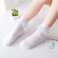 4 Pairs Toddler Baby Girls Lace Princess Socks Cotton Ruffled Solid Ankle Socks White 5-8T