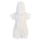 Lito Boys Poly Cotton Christening Baptism Romper Outfit, White, 3-6 Months