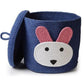 VELVET VIBE Kids Lid Baskets with Beautiful Characters  Rope Baskets for Baby Diaper, Stuffed Animal Storage (Blue Rabbit)