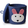 VELVET VIBE Kids Lid Baskets with Beautiful Characters  Rope Baskets for Baby Diaper, Stuffed Animal Storage (Blue Rabbit)