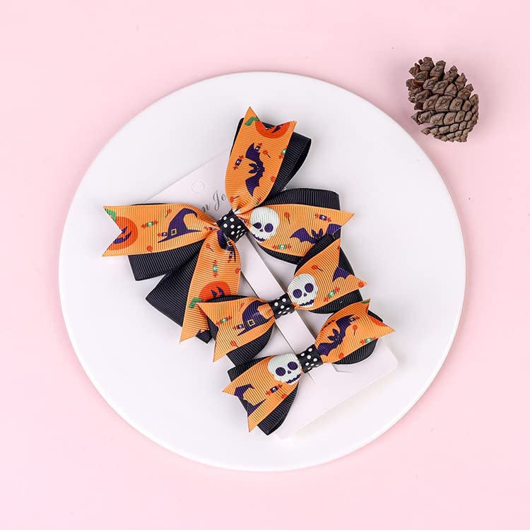 Love Sweety Baby Rose Halloween Headband Infant Pumpkin Hairband Bow Hair Clips (3Pc A Black) 1 Count
