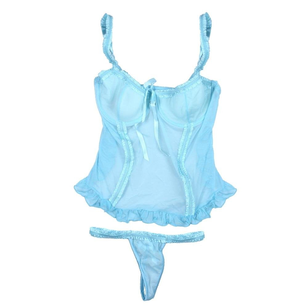 Babydoll With G String Blue Large