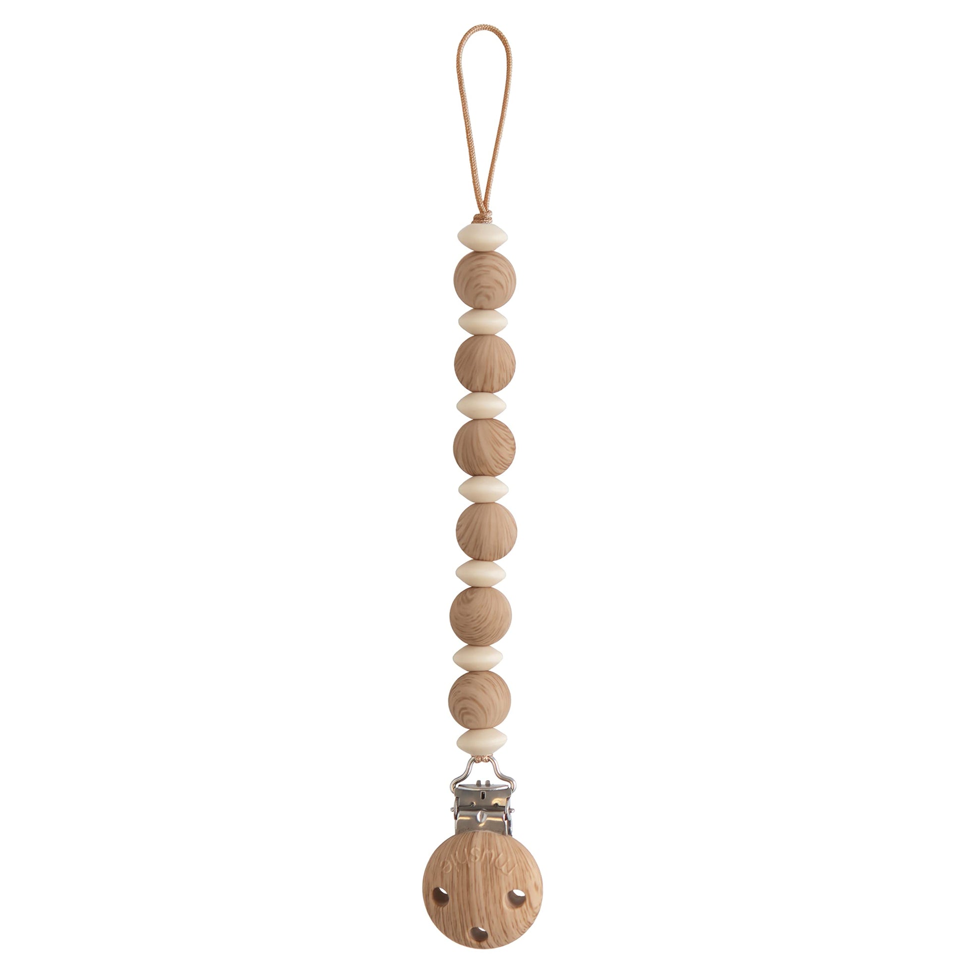 Mushie 100% Silicone Baby Pacifier Clip Bpa Free | Luna (Faux Wood)