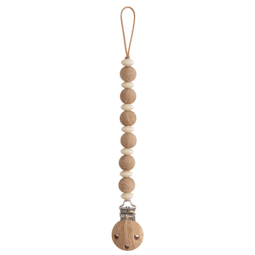 Mushie 100% Silicone Baby Pacifier Clip Bpa Free | Luna (Faux Wood)