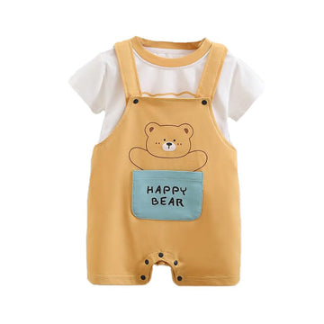 Bold N Elegant KidS Cartoon Stripe Print Cotton Polo TShirt With Dungaree For Boys & Girls (Multicolor, 18 Months24 Months)