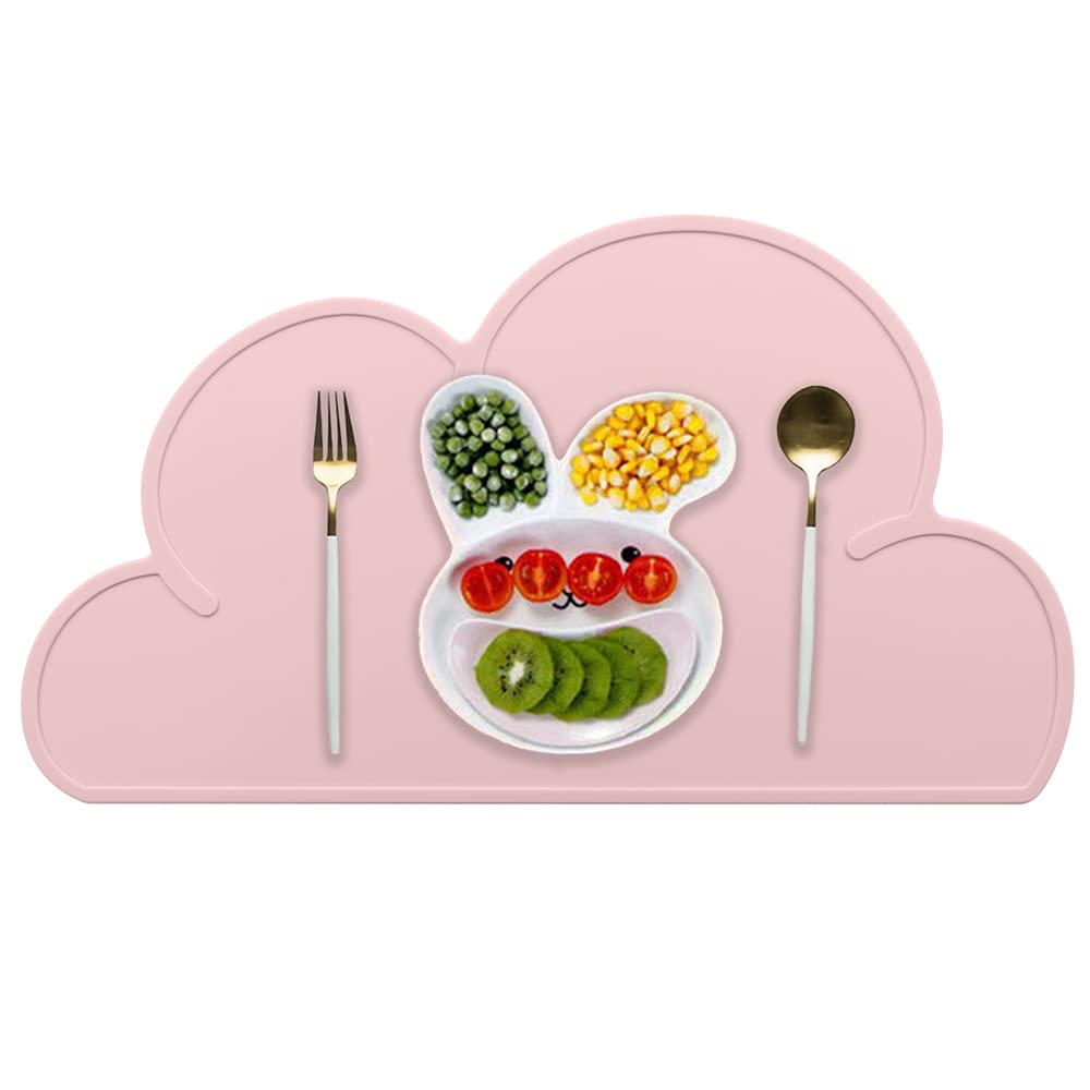 Kids Placemat - Silicone Placemat Cloud Shape Non Slip Placemat For Baby Toddlers, Portable Food Mat Bpa Free Reusable Placemats