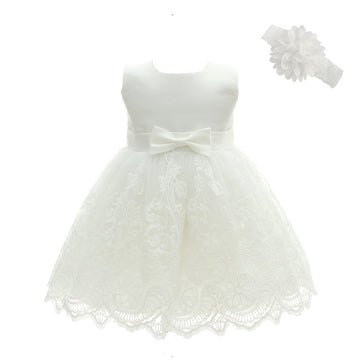Moon Kitty Baby Girls Embroideries Baptism Dresses Christening Special Occasions Gown For Baby Girl White 12M(10-14Months)