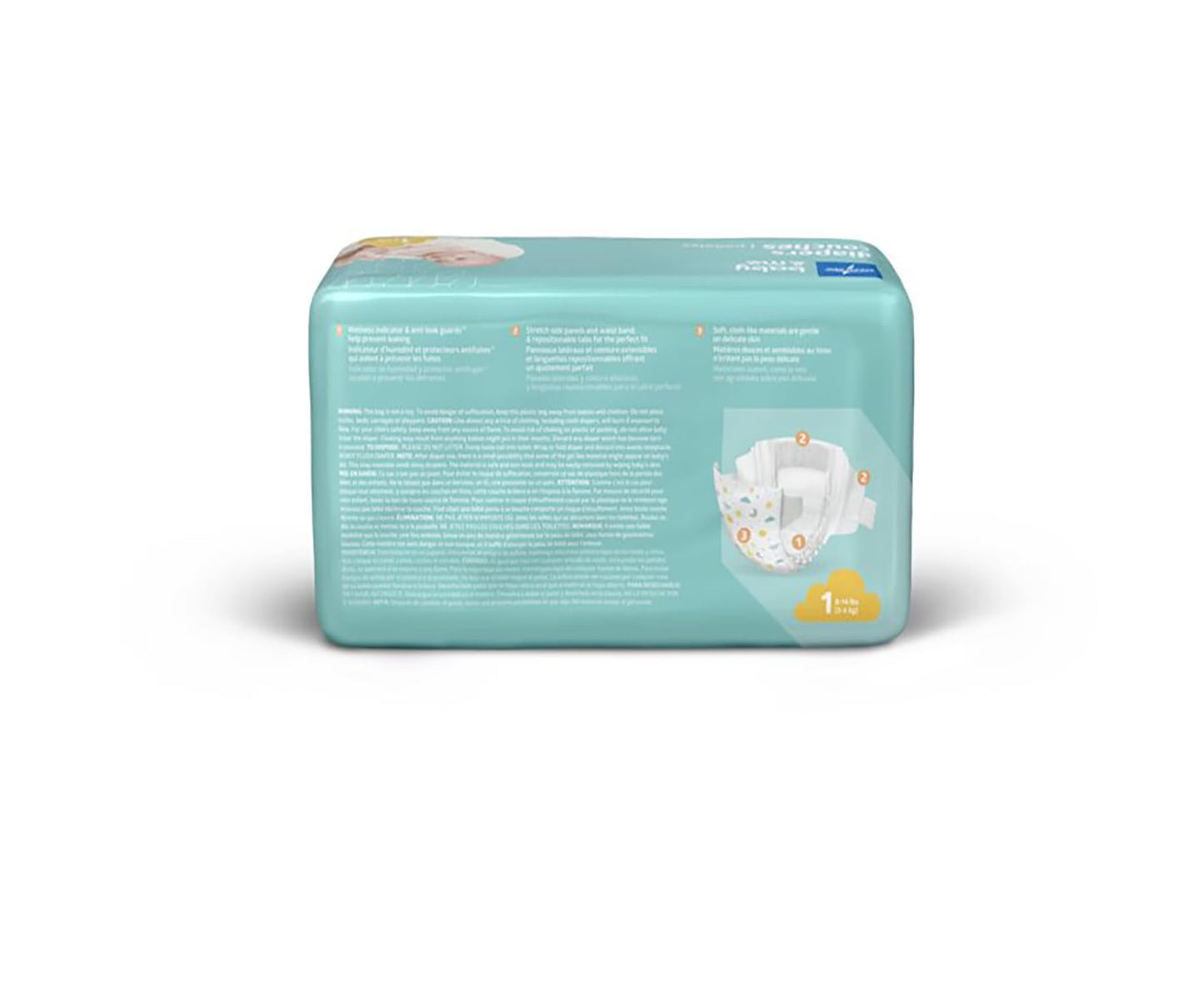 Medline Disposable Baby Diapers, Size 1 (8-14 Lbs), Case Of 200