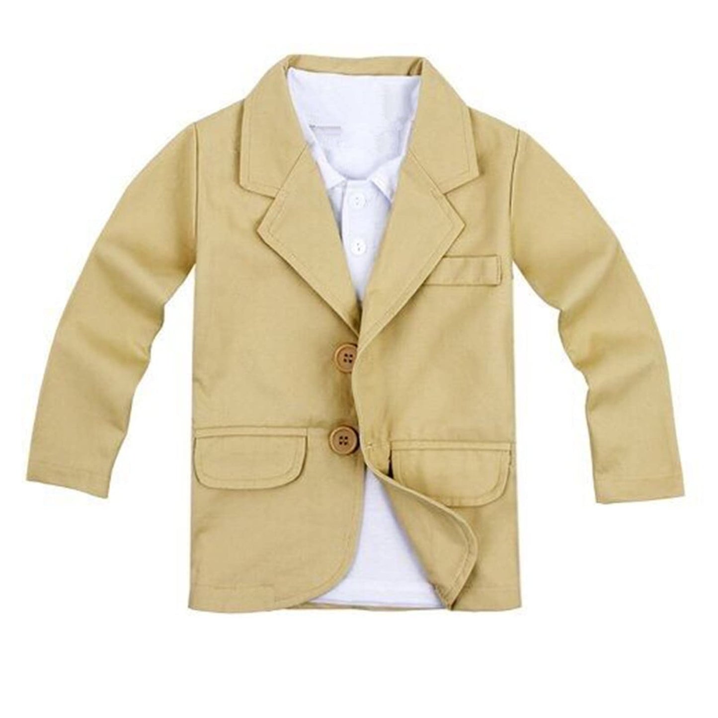 Tjtjxrxr Toddler Baby Boys Gentleman 3 Pieces Shirt+Jacket+ Jeans Wedding Infant Pants Clothing Sets (1-2Years, Khaki)