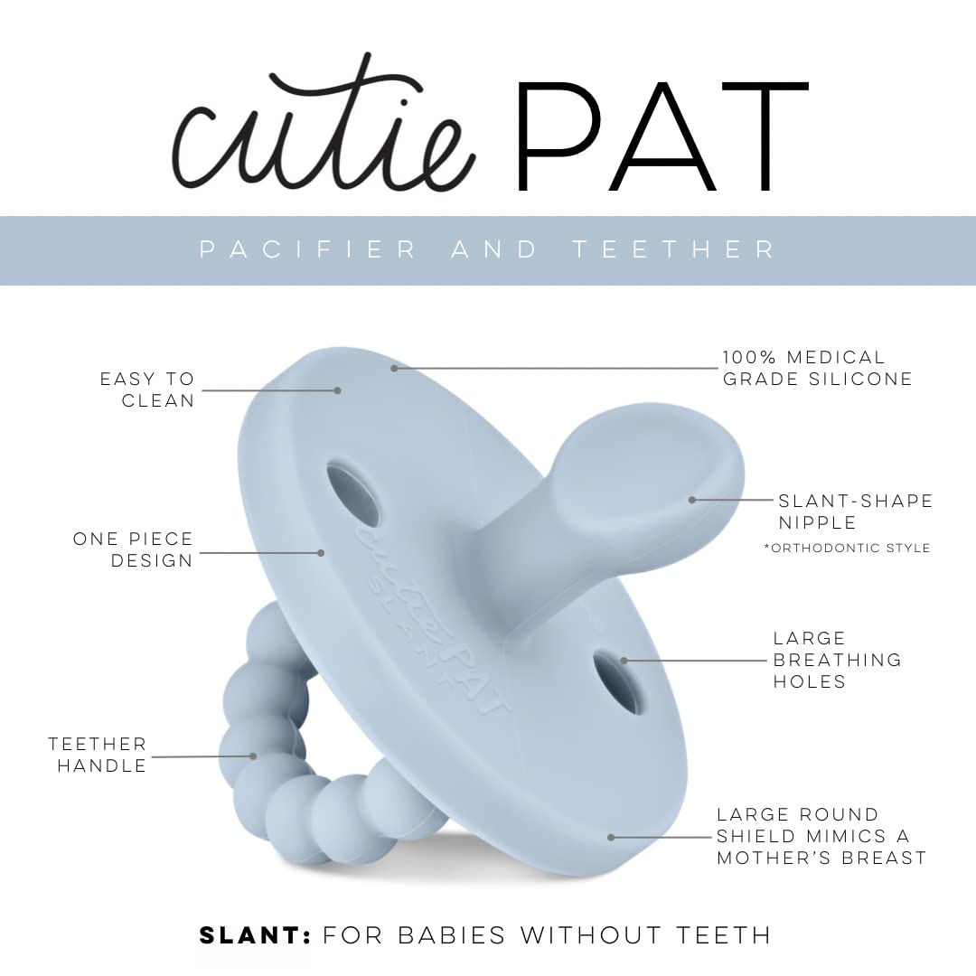 Ryan & Rose Cutie Pat Pacifier Teether (Slant, Blue)