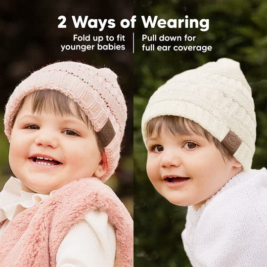 3-Pack Baby Beanies, Baby Hats - Newborn Hats, Baby Boy Hats, Baby Girl Hats For Winter (Sweet Pea)