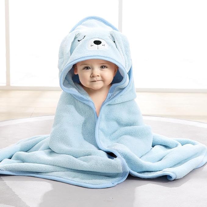 Zoroo Baby Hooded Towel for Toddler, Large Absorbent Bath Towel for Newborn Boy Girl, Green, 79 x 79 cm (Sky Blue)