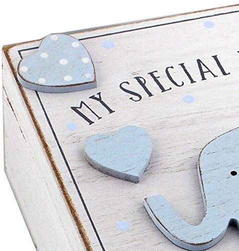Oaktree Gifts Baby Boy Wooden Memories Keepsake Box Vintage Style