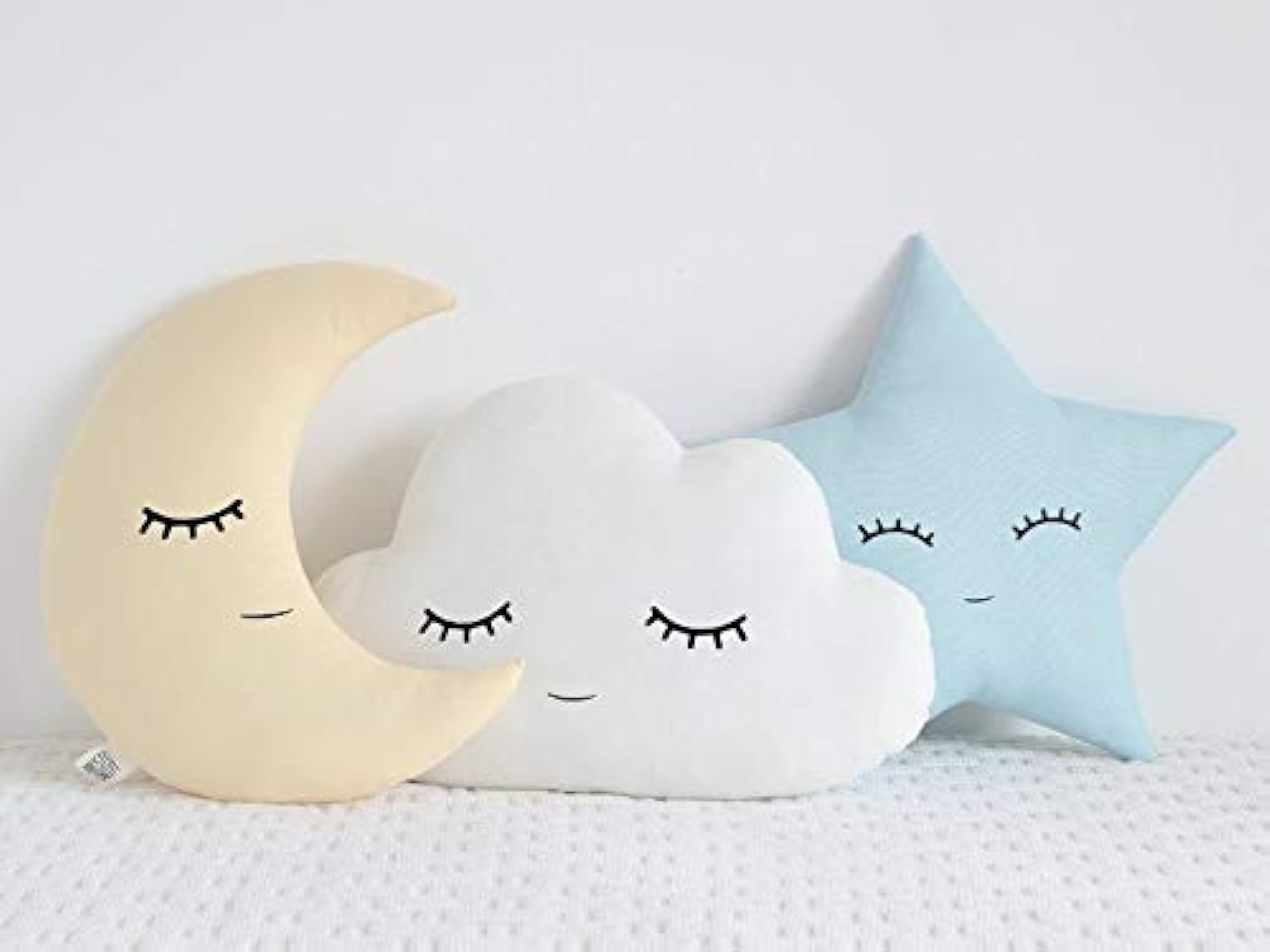 The Purple Tree Cute Cloud Moon Star Cot Cushion (Pack Of 3 , 16X16 Inch , Velvet) Kids Cushion , Soft Toy , Soft Plush Pillow ,