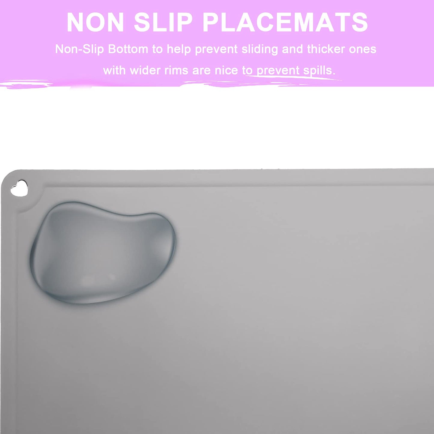 Silicone Placemats For Kids Baby Toddler, Non-Slip Portable Placemats For Dining Table, Heat Resistant, Washable, 2 Pack Baby Fo
