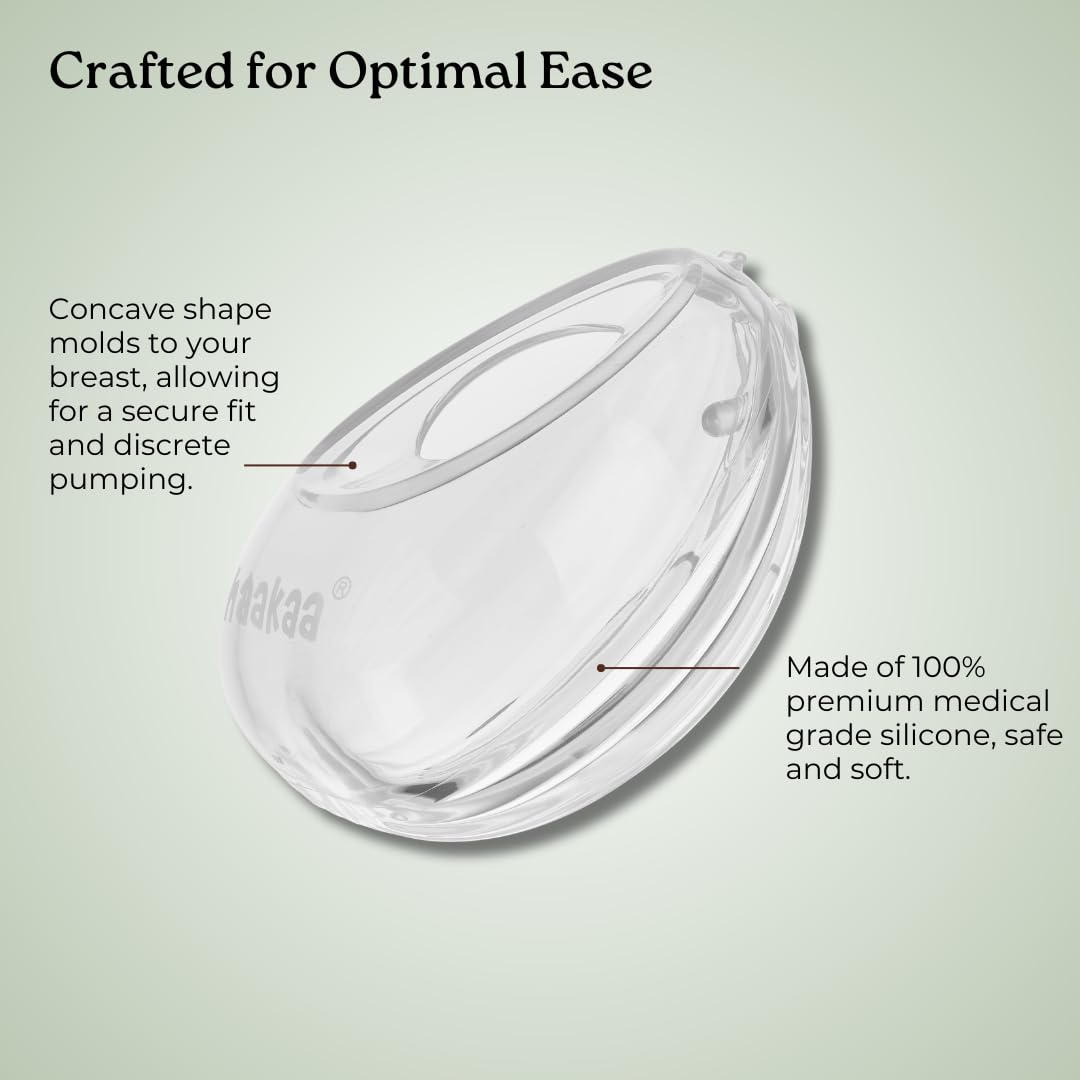 Haakaa Shell Wearable Hands-Free Manual Breast Pump/Milk Collector (2.5 Oz/75 Ml, 4 Oz/120 Ml) - Medical-Grade Silicone - Compac