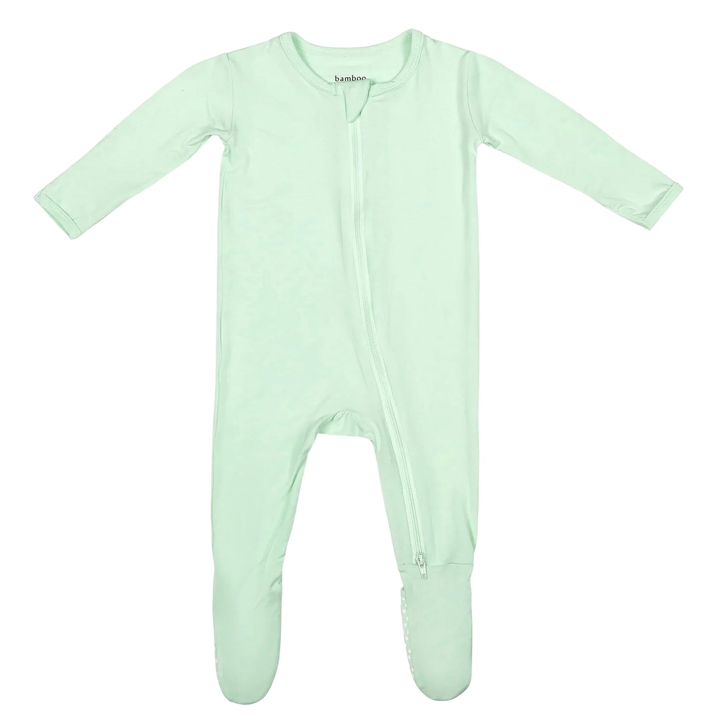 Gossamer Green Footie For Baby - 95% Viscose From Bamboo, 5% Spandex - Soft Newborn Sleepwear, Baby Pajamas, Unisex Baby Clothes