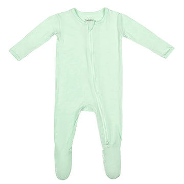 Gossamer Green Footie For Baby - 95% Viscose From Bamboo, 5% Spandex - Soft Newborn Sleepwear, Baby Pajamas, Unisex Baby Clothes