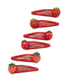 Strawberry Snap Clips Baby Girls Fruit Hair Bow Clips Strawberry Hair Ring Tie BBW24 (6 Pcs-C2)