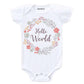 Knitroot New Born Theme, Hello World, Onesies, Unisex Baby Kids Half Sleeve Cotton Lycra White Romper, Sleepsuit, Bodysuit, 03 