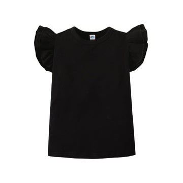 Zfzdren 12M-7Y Toddler Baby Girls T Shirt Solid Color Blouse Ruffle Top Cotton Basic Tees Plain Shirt (5-6 Years, A048)
