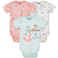 Gerber Baby 5-Pack Short Sleeve Variety Onesies Bodysuits (3 Pack Lets All Be Friends, Newborn)