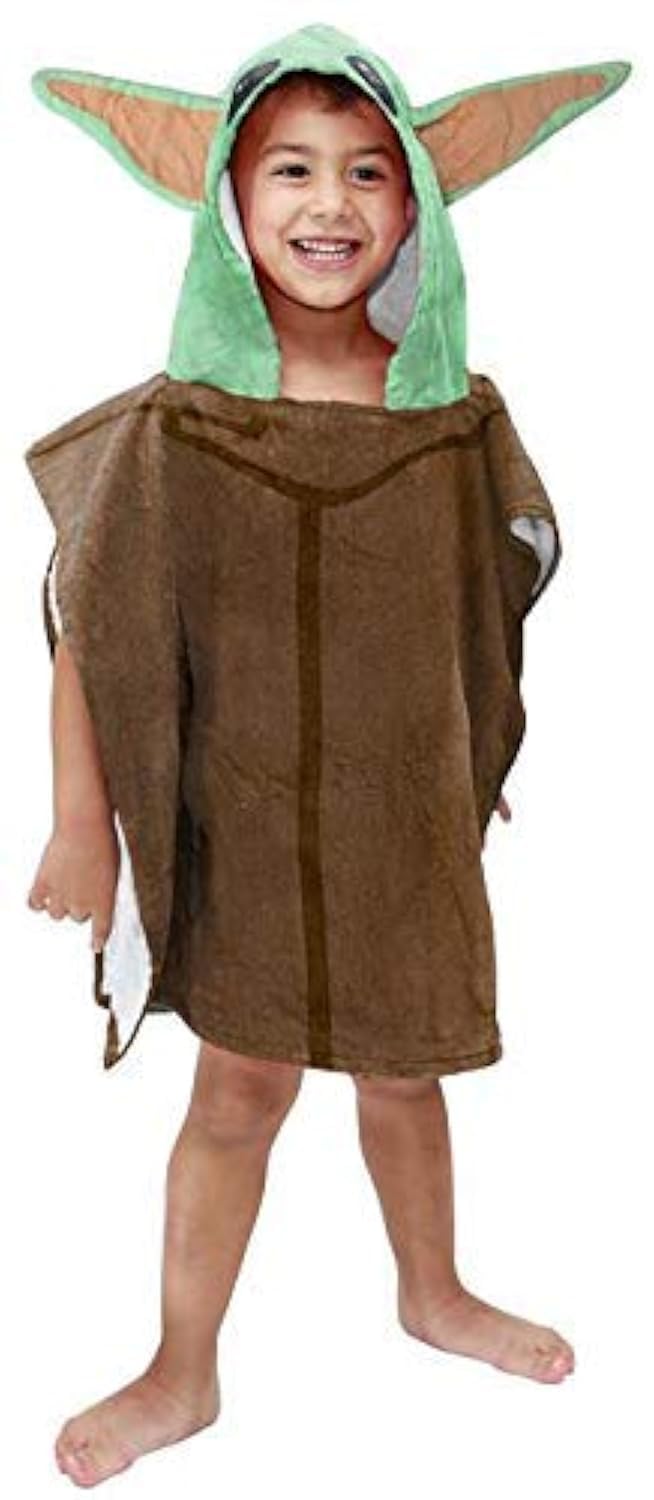 Jay Franco Star Wars The Mandalorian The Child - Baby Yoda Grogu Kids Bath/Pool/Beach Hooded Poncho - Super Soft & Absorbent Cot