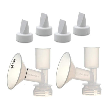Maymom Non-Insert, One-Piece Medium Flange Kit Compatible with Ameda Purely Yours, Ultra Breastpump (Flange 28mm), with Duckbill