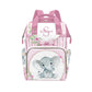 YallLocoMo Custom Name Diaper Bag Backpack Gift Pink floral Baby Bow Elephant Ultimate Nappy Bag: Spacious, Waterproof & Perfect