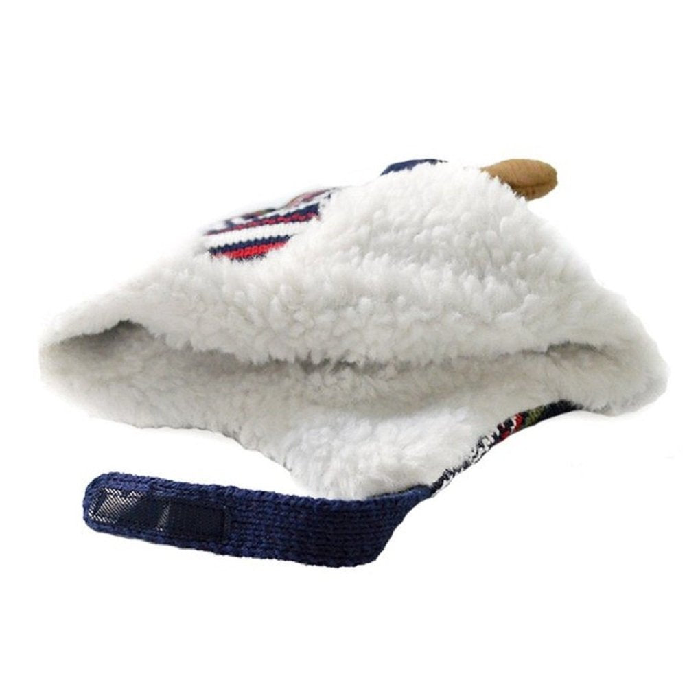 Home Prefer Baby Toddler Boys Winter Hats Warm Cotton Knitted Skull Caps With Earflaps Elk Horns Winter Hat Xl Blue