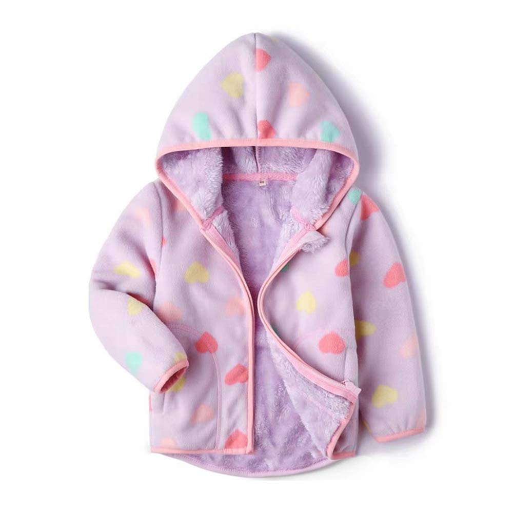 Feidoog Toddler Polar Fleece Jacket Hooded Baby Boys Girls Autumn Winter Long Sleeve Thick Warm Outerwear,Purple,1-2T