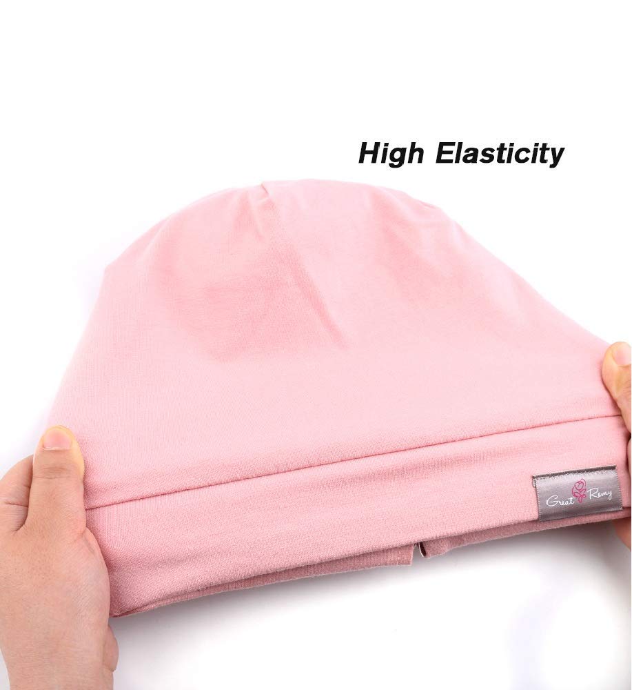 Greatremy Beanie Big Kidsteens Silky Satin Lined Hair Bonnet Sleep Cap-Adjustable Elastic Band Slouchy Cotton Beanie Hat For Tee