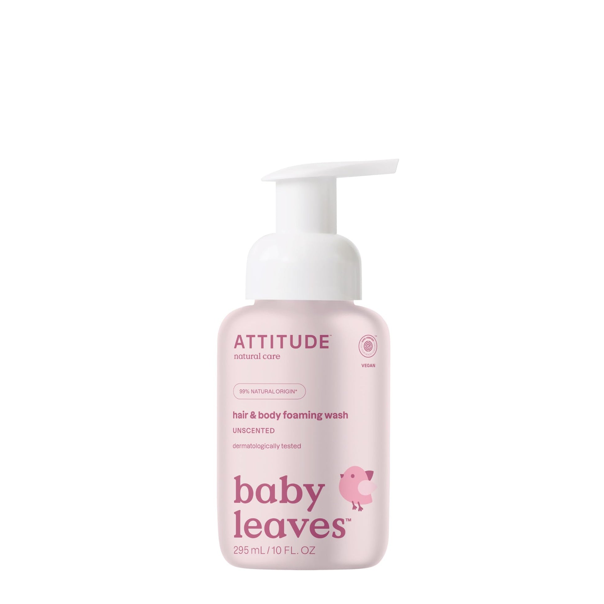 Attitude Hair And Body Foaming Wash For Baby, Ewg Verified, Dermatologically Tested, Vegan, Unscented, 10 Fl Oz