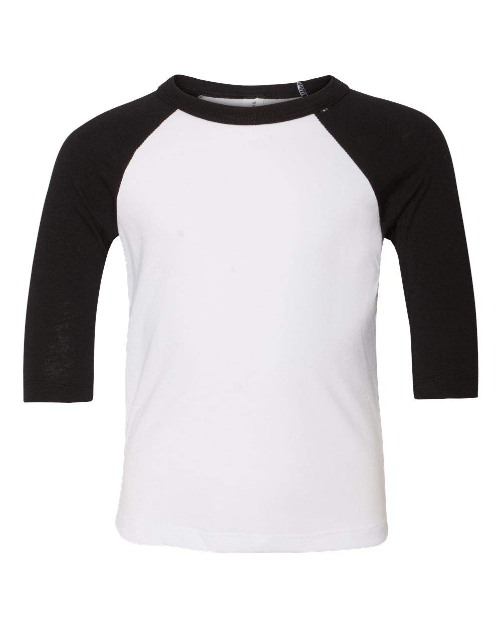 Bella + Canvas Toddler 3/4-Sleeve Baseball T-Shirt 3T White/ Black –